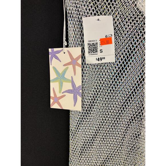 Forever 21 Rhinestone Straight Pants | Women’s Small | White Mesh NWT - Picture 4 of 8